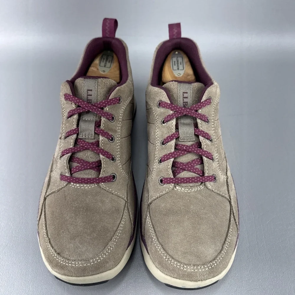 LL Bean Beansport Shoes Womens Size 10 Brown Suede Leather Athletic Hiking Trail
